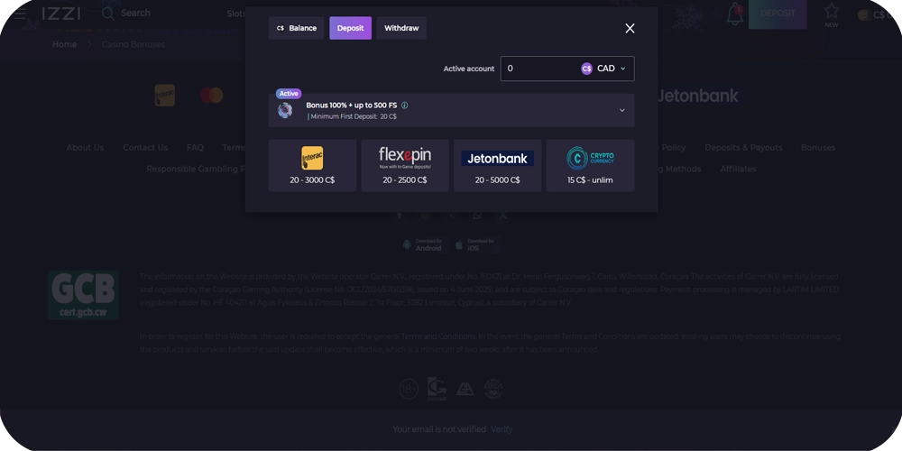 Izzi Casino Deposits and Withdrawals Guide